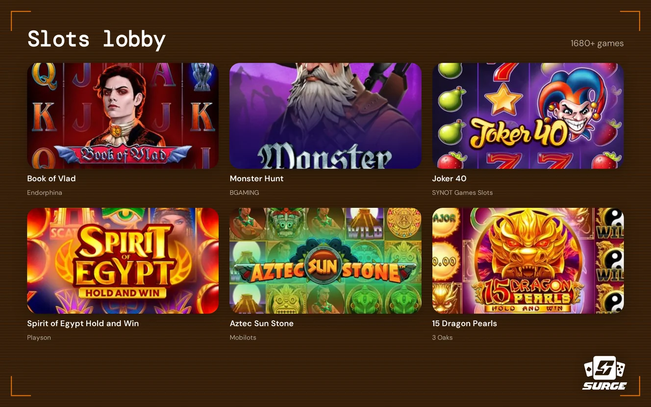 View slot titles lineup